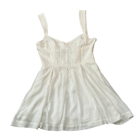 NWT! Aqua for Bloomingdales Corset White Polka Dot Textured Mini Dress - Size M - Picture 6 of 12